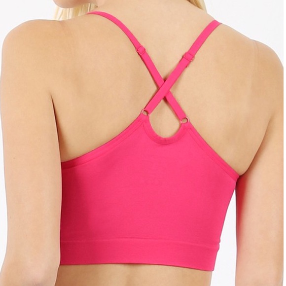 Criss Cross Back Bralette With Pads White 1521 - Picture 2 of 2